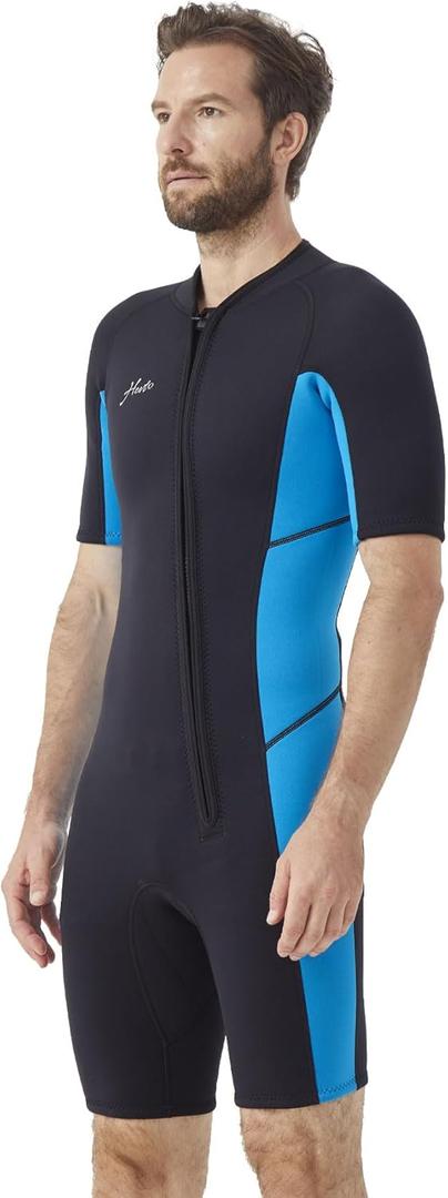 Hevto Wetsuits Men 2mm Neoprene Front Zip Shorty Wet Suit in Cold Water for Swimming Surfing Diving Snorkeling Paddle Boarding (M3-Blue, XL)