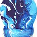 MROCO Ergonomic Mouse Pad with Gel Wrist Rest, Smooth Wrist Support Surface, Non-Slip PU Base for Pain Relief, Comfortable Mousepad for Computer, Laptop, Office & Home, 9.4 x 8.1 in, Blue Waves