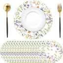 Paper Placemats Disposable 50 Pack Spring Flowers Place Mats 13.4 Inch Round Decorative Wildflower Table Mats for Spring Birthday Bridal Wedding Party Supplies