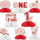Cheereveal 8PCS Pizza 1st Birthday Honeycomb Centerpieces, Slice of Fun Table Topper Decorations, Italian Food Cooking Themed First Birthday Baby Shower Party Supplies