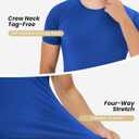 Men's Compression Shirt Short Sleeve Athletic Football Undershirts Quick Dry Base Layer T-Shirt Workout Gym Running, Blue, Small