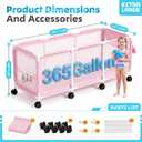 Jotesnew 365 Gallon 103" L Extra Large Swimming Pool Storage Bin, Pool Noodles Holder, Toys, Floats, Balls and Floats Equipment Mesh Rolling Storage Organizer Bin, 103" Lx32 Wx35 H (Pink)