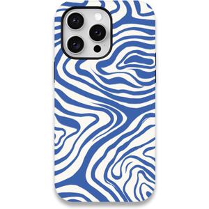 Zilkaifly for iPhone 13 Case,Aesthetic Blue Ocean Wavy Design Phone Case for Woman,Cute Trendy Summer Phone Cases for iPhone 13