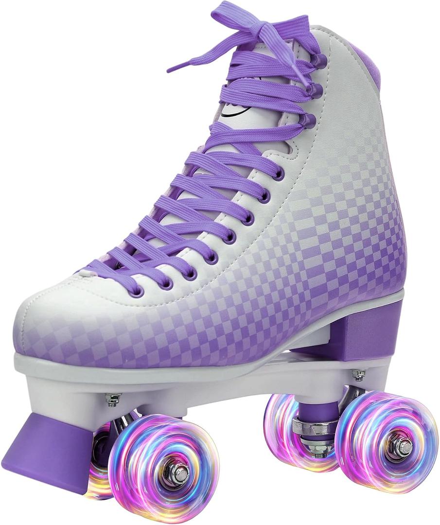 LKD Adjustable Roller Skates for Women & Men – Comfortable Quad Skates with Half-Size Adjustment, Velvet Lining, Reinforced Heel – Custom Color Options (Sizes 7-8)
