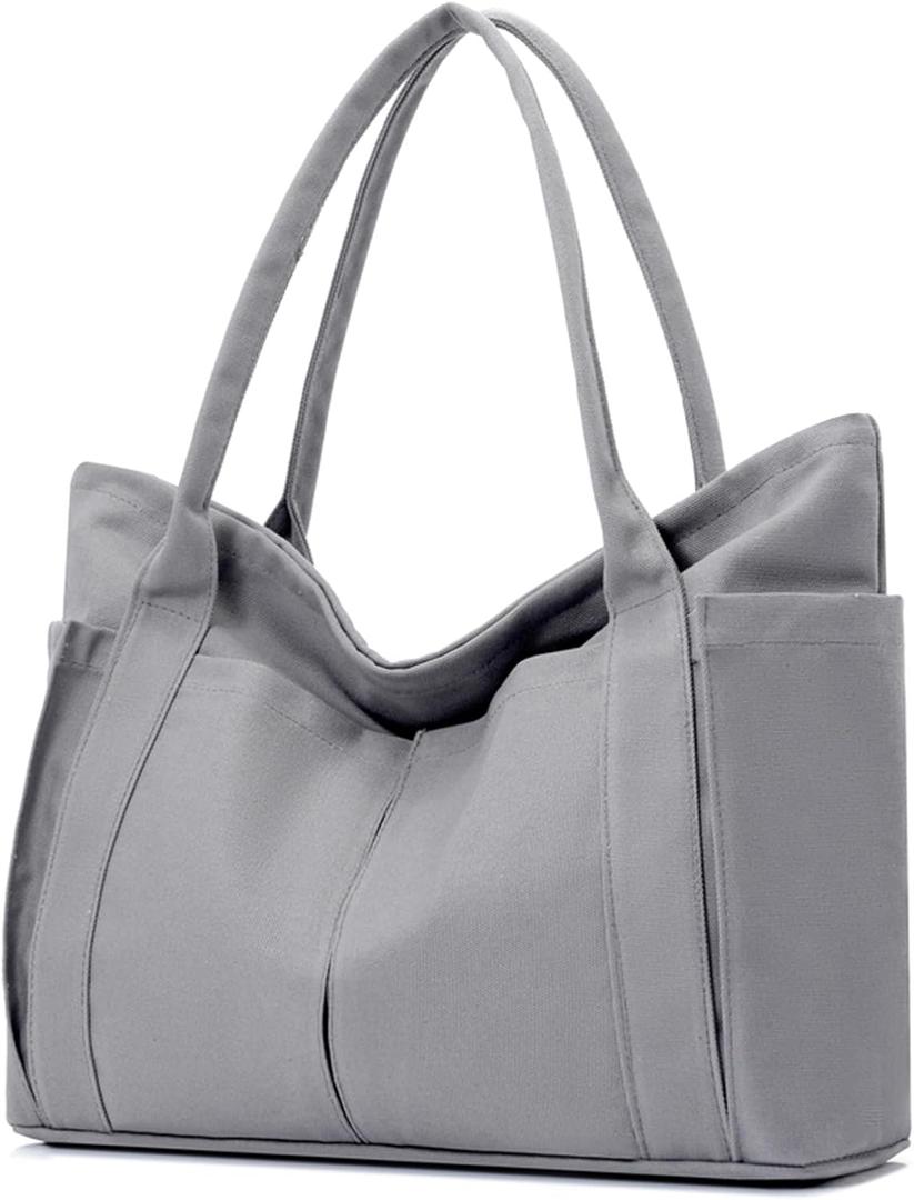 BAPHITY Large Canvas Tote Bag for Women With Pockets,Shoulder Bag Everyday Handbags for Work, Travel Essentials Carry On Bag