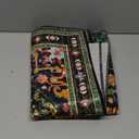 Oriental Tropical Entryway Rugs Washable, Thin Black Boho Vintage Distressed Hippie 2x3 Throw Rugs for Bathroom Kitchen Indoor Doormat Non-Slip Abstract Botanical Tribal Indian Accent Carpet