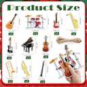 40 Pcs Music Christmas Ornaments Wooden Guitar Grand Piano Violin Saxophone Drum Instrument Gifts Xmas Tree Hanging Decorations for Christmas Birthday Music Party Home Decor Supplies