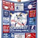 Baseball Blanket Gifts for Boys Soft Flannel Baseball Throw Blanket Team/Player Fan Gifts for Home Decor Adults 50"X40"