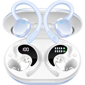 Wireless Earbud, Bluetooth 5.4 Headphones IP7 Waterproof for Sport, 48H Running Wireless Earphones with ENC Noise Cancelling Mic, Deep Bass Over Ear bud with Earhooks for Android, iOS, Workout, Gym