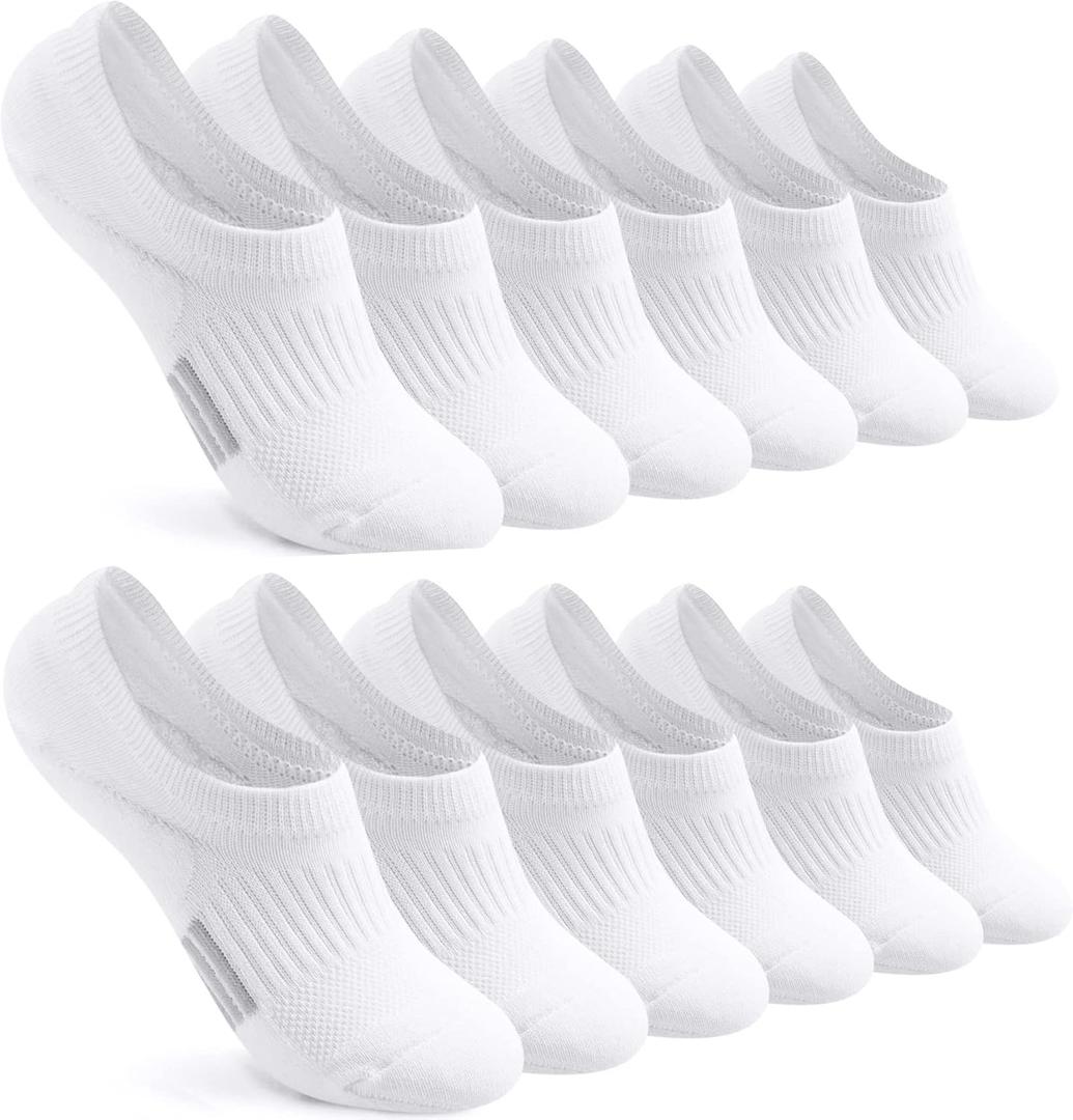 FAYBOX No Show Socks Womens Cushioned Low Cut Invisible Footies for Running Athletic Gym Ankle Socks 6 Pairs, Size: 6-9