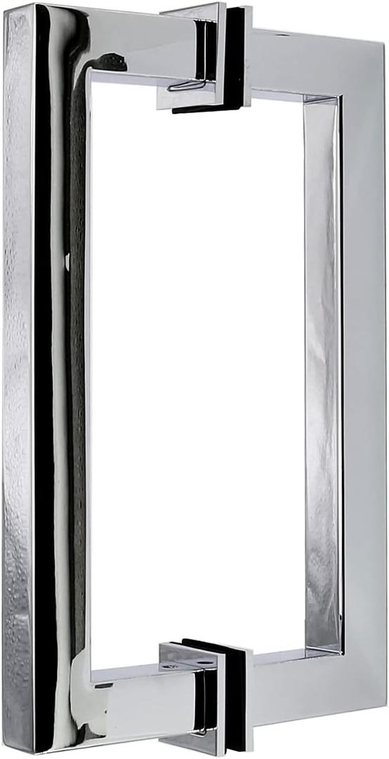 Stainless Steel 304 Grade Tubular Back to Back Shower Door Pull Handle (8-Inch, Square, Mirror Chrome Finish SSSP203M)