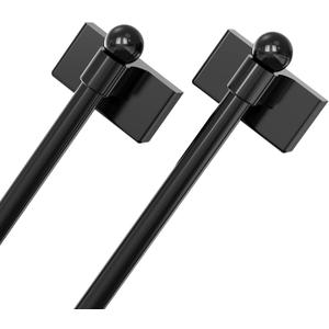 2pack Magnetic Curtain Rod for Metal Doors with Adjustable length, from 16 inches to 28 inches, suitable for any steel and iron surface, diameter 1/2 inch (Black, 16-28 inch 2 pack)
