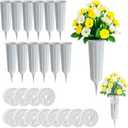 Cemetery Vases for Grave12 Pack Cemetery Flower Holder with SpikesGrave Decorations for Cemetery Memorial Plastic Cemetery Floral Vase (12, Gray)