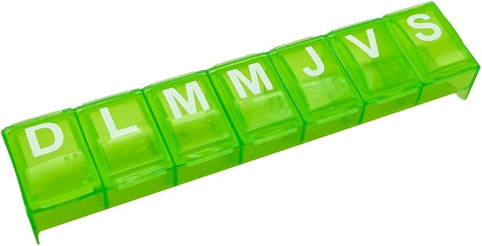 EZY DOSE Weekly (7-Day) Pill Organizer, Vitamin Planner and Medicine Box, Large Contoured Compartments for Easy Pill Removal, Color May Vary, Spanish Imprints