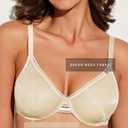 Deyllo Women's Sheer Mesh Lace Unlined Underwire Bra Sexy See-Through Demi Bralette (38C, Light Nude)