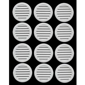 3" Round Plastic Louver Soffit Air Vent Reptile Screen Grille Cover (12, White)