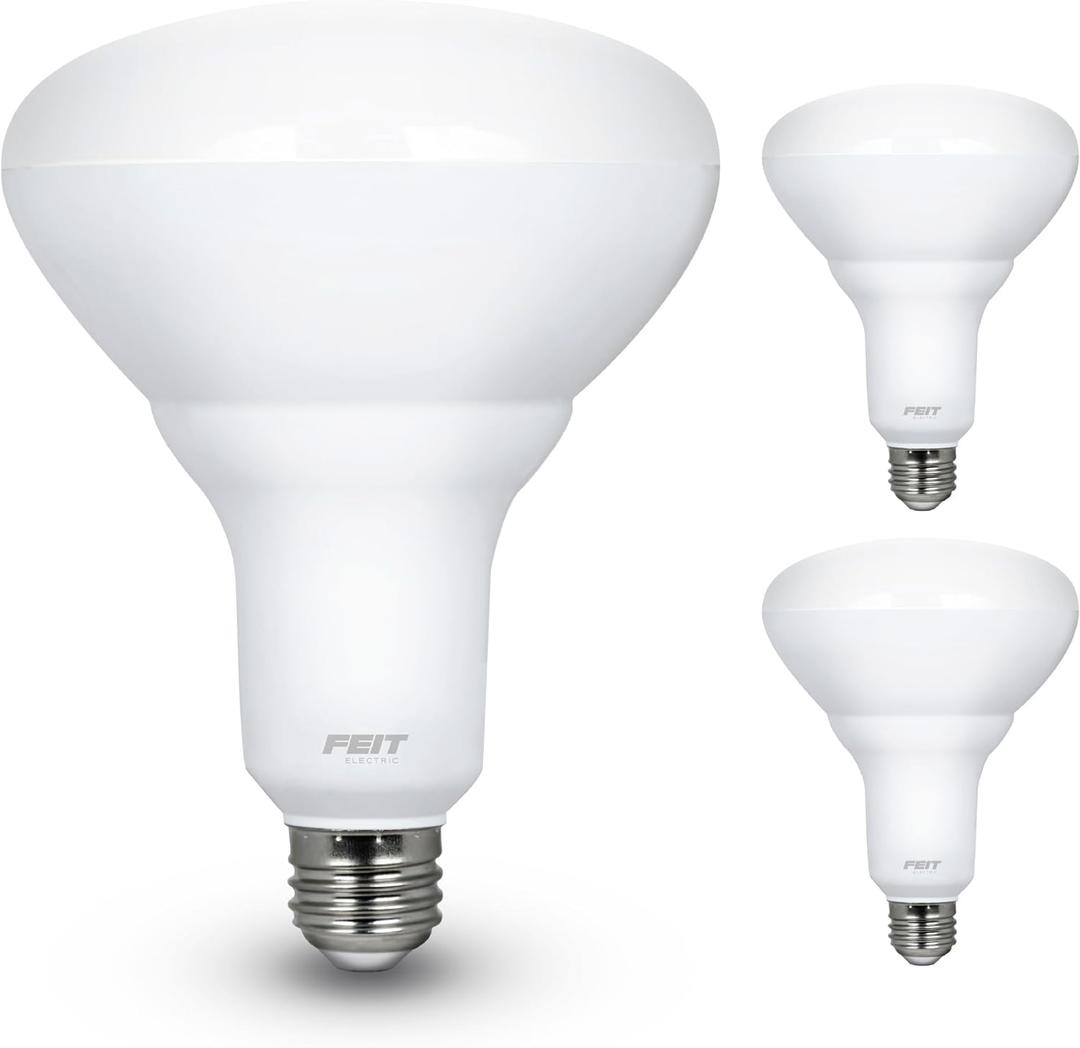 Feit Electric LED BR40 Bulbs, Dimmable, 65W Equivalent, 10 Year Life, 850 Lumens, E26 Base, 5000k Daylight, Flood Lights, Recessed Can Light Bulbs, Damp Rated, UL Listed, 2 Pack, BR40DM/850/10KLED/2