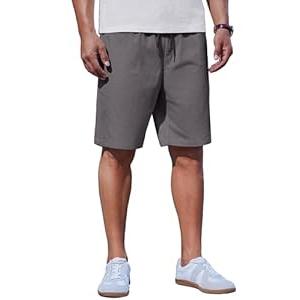 COOFANDY Mens Shorts Casual Drawstring Elastic Waist Grey Summer Shorts with Pockets, Dark Grey, S