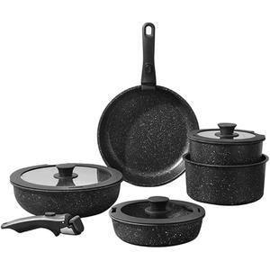 UMETRE Pots and Pans Set, Nonstick Detachable Handle Cookware Set, Induction Kitchen Cookware Set with Removable Handle, Healthy Non Stick Cookware, Dishwasher ＆ Oven Safe, PFOA Free