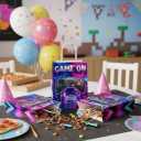 JOYGATHER 24 Pcs Gamer Party Favors Bags with Handles, Video Game Goodie Bags, Gift Bags, Candy Bags with 2 Different Types, Gaming Kraft Paper Bags for Birthday Party Supplies Baby Shower Decorations