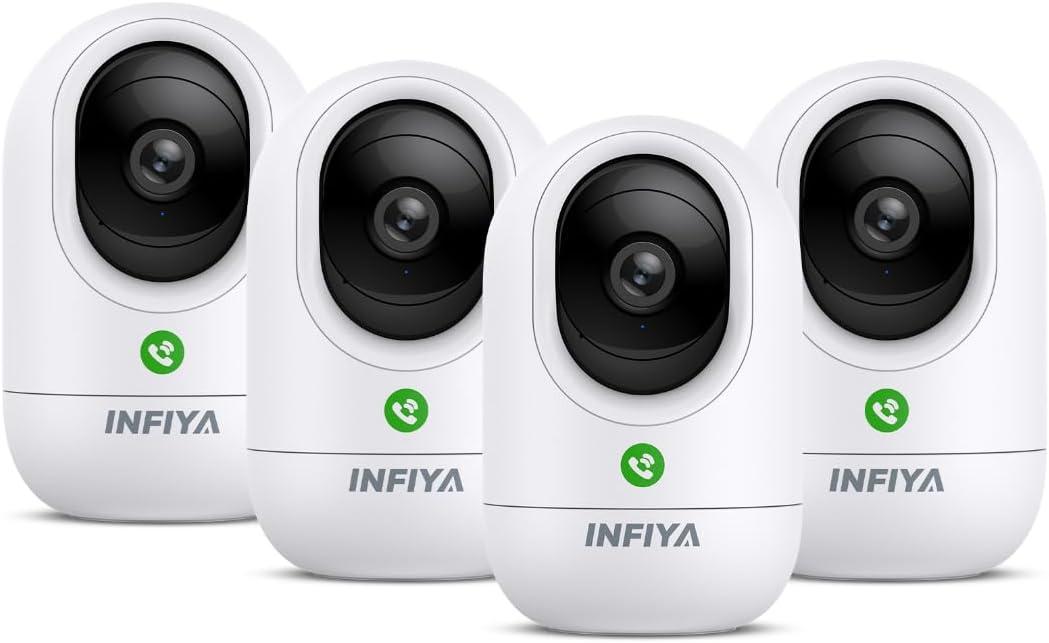 360 Cameras for Home Security-Indoor Camera Monitoring Baby/Nanny with 2K High Resolution & One-Tap Call, 24-7 Local Storage, Compatible with Alexa/Google Home, K7 4Pack (2.4GHz Wi-Fi Only)