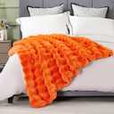 DREAMNINE Soft Faux Bubble Rabbit Fur Blanket Twin Size, Thick Cozy Decorative Warm Fuzzy Fur Blanket for Bed Couch Sofa Chair Bedroom Living Room Dorm Gift, 60 * 70 Inches, Orange