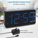 Peakeep Digital Alarm Clock for Bedroom Bedside, Loud Alarm Clock for Heavy Sleepers, Large Big LED Numbers for Seniors, Battery Backup Plug in Electric Clock with USB Charger (Blue)