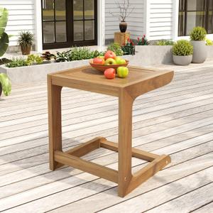 Christopher Knight Home Dessa Outdoor Side Table, Acacia Wood End Table, C Shape Small Coffee Table, Wooden Slat Panel Design, Lightweight Easy Move, Acacia Wood Frame Desk for Poolside Backyard, Teak