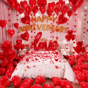 Valentines Day Balloons decorations, Red Heart, Anniversary, Love Foil Balloons - Romantic Room Decor for Galentine's Birthday Wedding Anniversary Proposal & Couples Special Events Party Decor