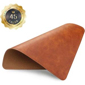 Mouse Pad, PU Mouse PadLeather Mouse Pad with Stitched Edge Micro-Fiber Base with Non-Slip WaterproofMouse Pad for ComputersLaptop, 8x11Inch (Caramel Brown)