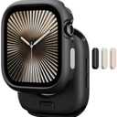 MAGEASY Designed for Apple Watch Series 10 Case 46mm | Shockproof Silicone Bumper with Customizable Buttons, Military Grade Durable Protective iWatch Cover, Skin Series - Black