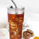 MNZZ 16oz Glass Tumbler with Lid and Straw, Reusable Iced Coffee Cup for Cold Drinks, Smoothie and Tea, Clear Drinking Cup for Home or Office Use