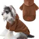 2 Pack Dog Hoodie Warm Hood Dog Sweater Cold Weather Small Dogs Sweatshirt Comfort Pet Clothes for Small Dogs with Pockets (Coffee, S (Back: 9.45",Chest: 14.9", 3.5-5.8lbs))