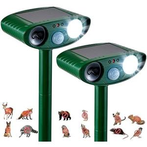 Solar Animal Repeller Ultrasonic & Strobe Light, Outdoor Deterrent for Raccoons Foxes & More