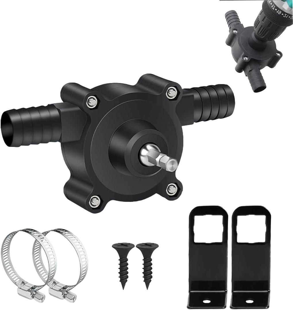 Electric Drill Pump - Self-Priming Transfer Pump Portable Hand Drill Powered Pump for Water Gasoline Oil Diesels Fluid Transfer Pump Quick Pumping Speed, Black