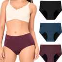 BAMBOO COOL Womens Period Underwear High Waisted Leakproof Postpartum Maternity Panties Soft Breathable Absorbent,3 Pack (XL)