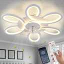 Ceiling Fans with Lights and Remote, 25 Inch Modern Low Profile Flush Mount Ceiling Fan, Dimmable LED Ceiling Light Fixture, Small Ceiling Fans for Bedroom, Kitchen, Indoor-White