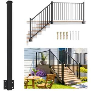 Egadis 1 Pack 2.56 in. x 2.56 in. x 46 in. Aluminum Side Mount Railing Post for 36" Stair or Level Railing Kit, Black Textured Powder-Coat Finish Fascia Mount Post Level Side Post