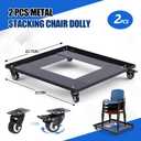 DaisyInner 2 Pcs 22.75 x 23.5 x 3.9 Inch Metal Stacking Chair Dolly 330 Lbs Capacity Heavy Duty Cold Roll Steel Dolly with Wheels for Store Transport Stacked Chairs Party Event Rental (Hollow Style)