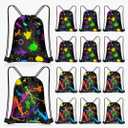 Yiyiring 30 Pcs Glow in the Dark Gift Bags Neon Treat Drawstring Bags for Glow Party Supplies Birthday Travel Camping Decor(Neon Party)