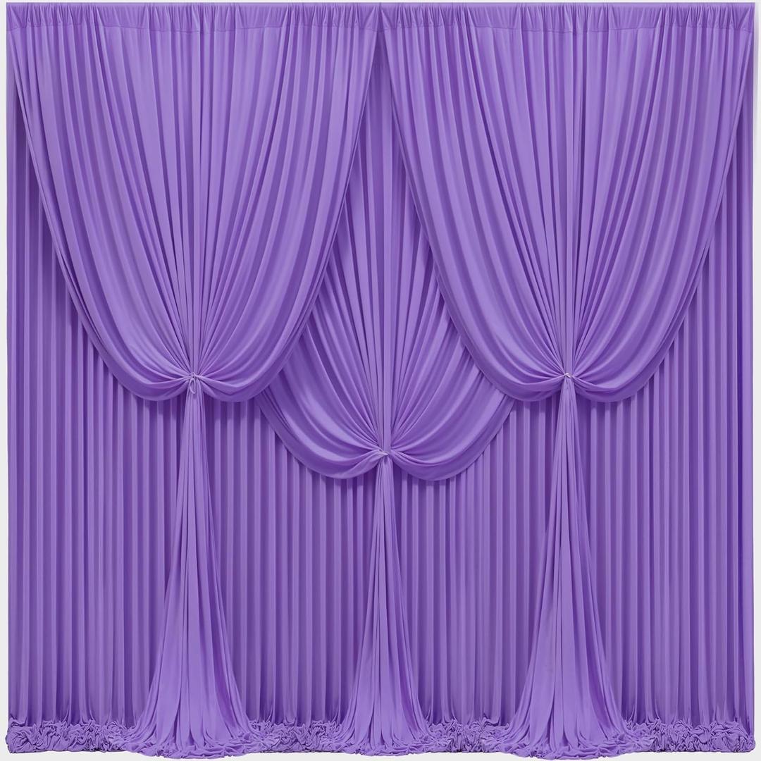 24x10FT Lavender Backdrop Curtains for Wedding Parties, Wrinkle Free Polyester Photography Backdrop Drapes for Wedding Baby Shower Birthday Parties Stage Background Stand Decorations 4x10ft,6 Panels