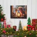 Synovana 16" x 12" LED Lighted Canvas Christmas Lighted Wall Art Canvas Dcor Lighted Up Xmas Wall Art Prints for Living Dining Room Decor