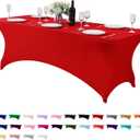 Spandex Table Cover for 8FT or 4ft or 6ft Table Universal Fitted Stretch Tablecloth for Party, Banquet, Wedding and Events-Red (96" x 30" (Rectangular))