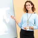 2 Pcs Teacher Lanyards with 2 PCS ID Badges Holder Wood Silicone Beaded Lanyard for Keys Cute Breakaway Lanyards Necklace for ID Badges Woman Teacher Nurse Office