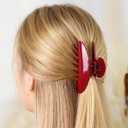 8 Pcs Large Acrylic Hair Claw Clips for Women Non slip Strong Hold Clamps for Thick and Thin Hair(Glossy,Red)
