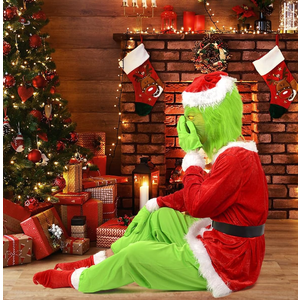ioFlask Christmas Furry Costume Halloween Adult, Halloween Outfit for Woman Men, Costume Santa Claus Cosplay, XL