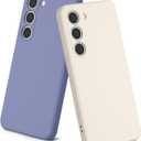 2 Pack Case for Samsung Galaxy S23 (Only), Stylish Liquid Silicone Slim Full-Body Protective Cover Compatible with Samsung Galaxy S23 5G Phone Case (Lavender Gray+White)
