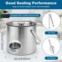 Ice Bucket, 5L Double Wall Insulated Ice Bucket with Lid, Scoop, Tongs- Inner Layer 304 Stainless Steel Ice Container Keep Ice Frozen Longer- Ideal for Cocktail Bar, Parties (5L)