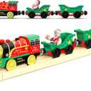 Electric Train Set for Wooden Tracks, Battery Powered Trains Toy with Lights & Sounds for Toddlers, Motorized Train for Kids Compatible with Thomas & Friends, Brio, Chuggington