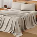 Andency Oatmeal Sheets Queen Set 4 Pieces, Super Soft Sheets for Queen Size Bed, Microfiber Queen Sheet Set, Deep Pocket Up to 16", Hotel Luxury Breathable & Cooling Bedding Sheets & Pillowcases